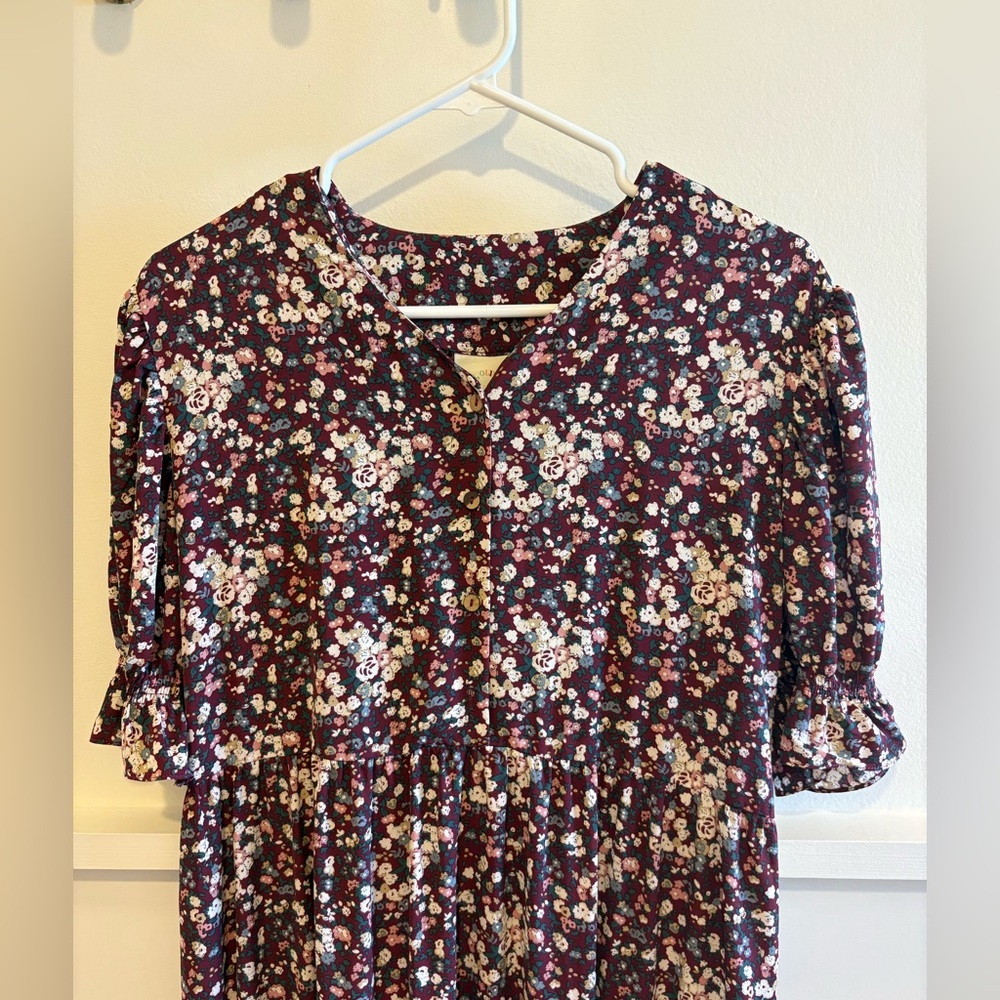 Love, Olive & Co. Floral Dress with Ruffle Sleeves